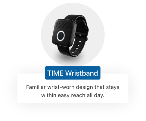 TIME Wristband: familiar wrist-worn design that stays within easy reach all day.